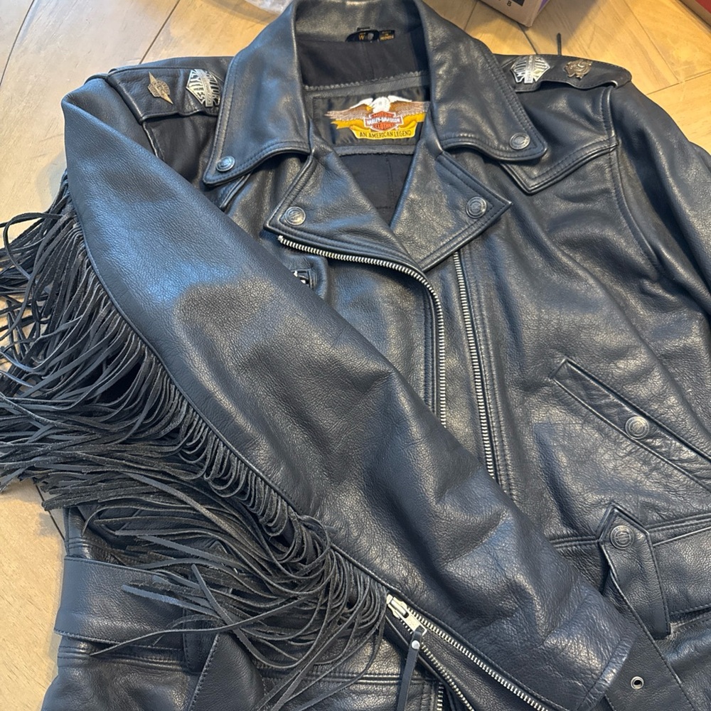 Vintage Harley Davidson Leather Jacket with Fringe Womens size Large - Picture 5 of 16